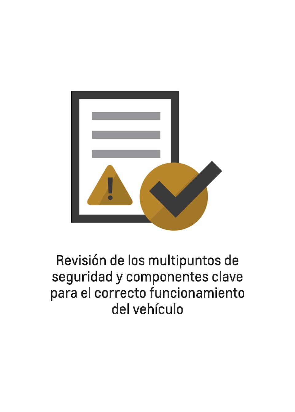 Ícono de revisión de los multipuntos de seguridad y componentes clave para el correcto funcionamiento del vehículo